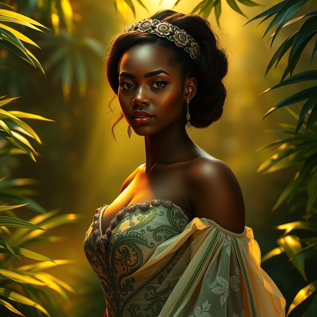 Exotic Nigerian Princess in a Tropical Jungle Paradise