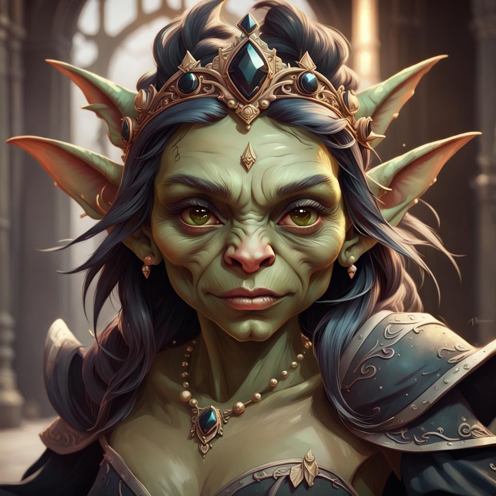 Goblin Queen Portrait in Art Nouveau Style