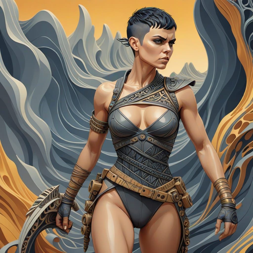 Abstract Fractal Wave Function Art in Gouache Style