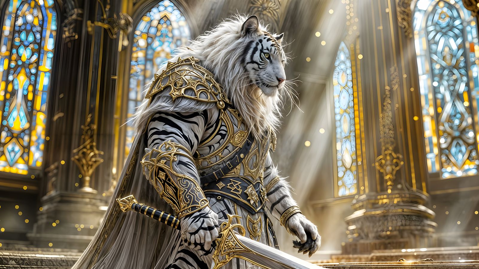 Tiger-Human Paladin in Sacred Temple