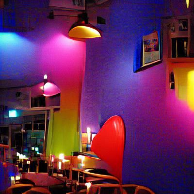 Night Cafe with Vivid Colors