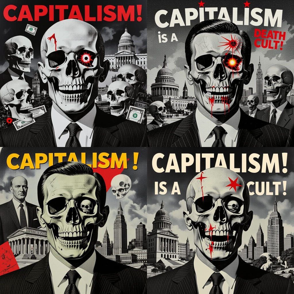 Dark Surrealist Collage: Capitalism as Death Cult