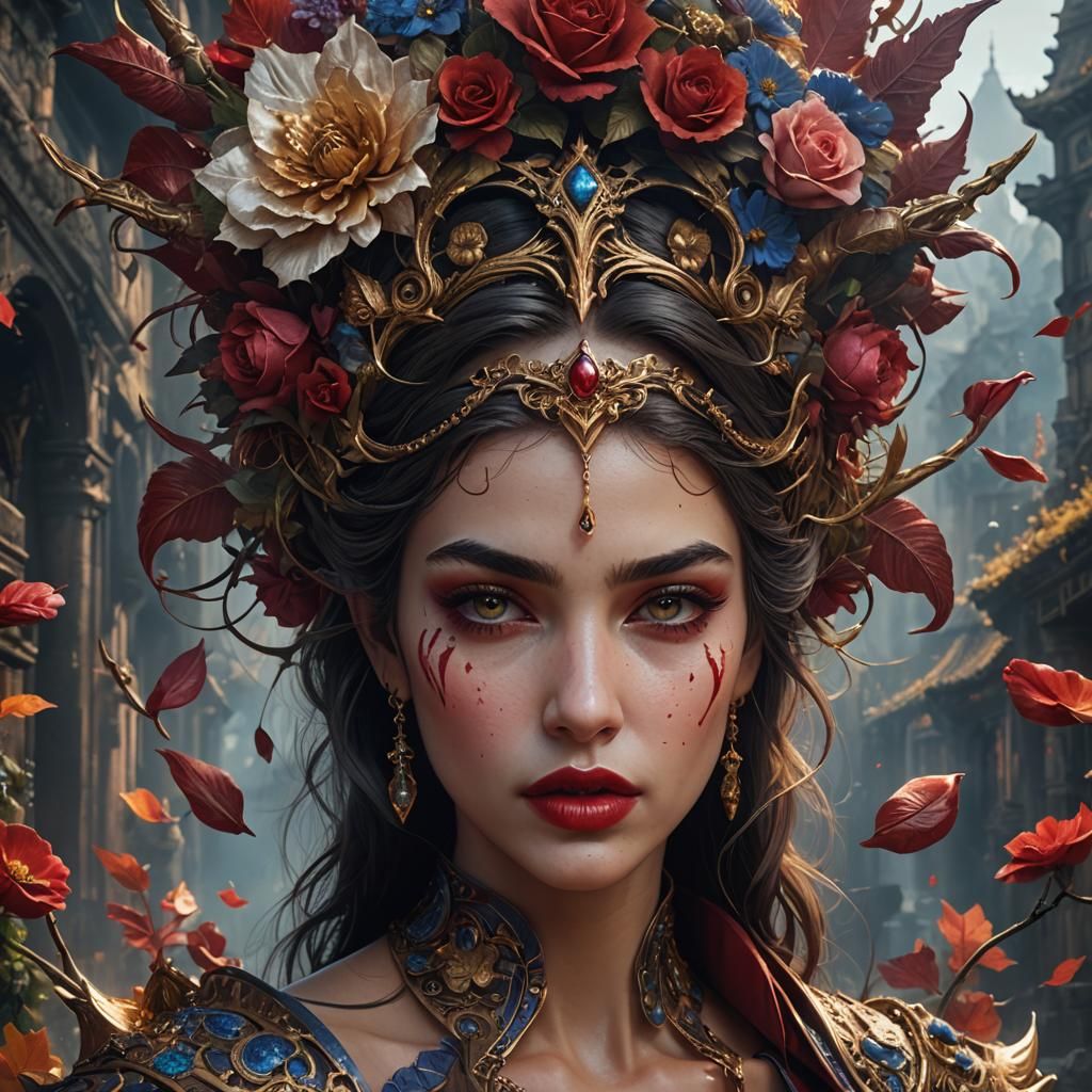 Woman with Beautiful Lips: Detailed Matte Painting