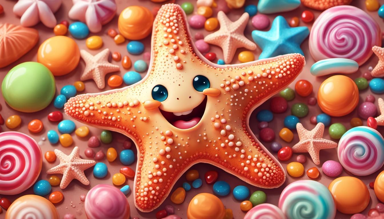 Smiling Starfish in Candy Art Style