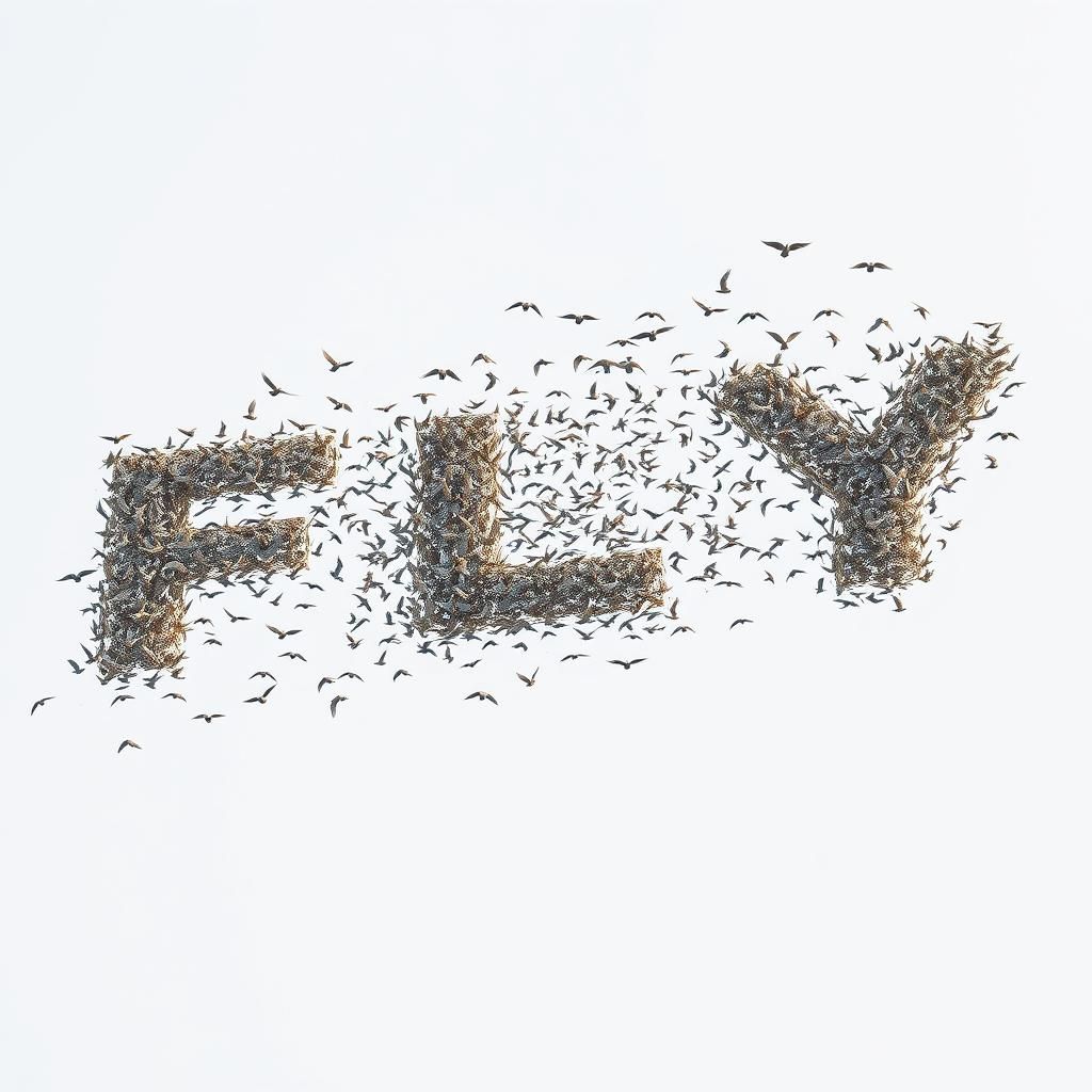 Word FLY Formed by Flock of Birds