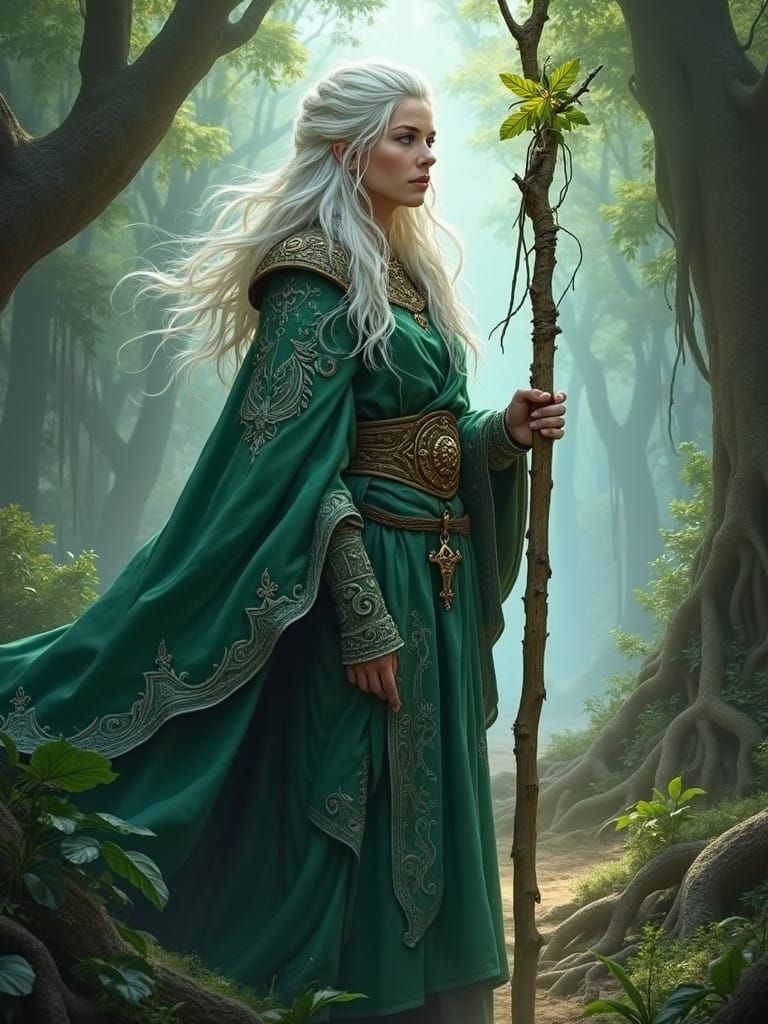 Ethereal Nature Cleric in Ancient Forest Realm
