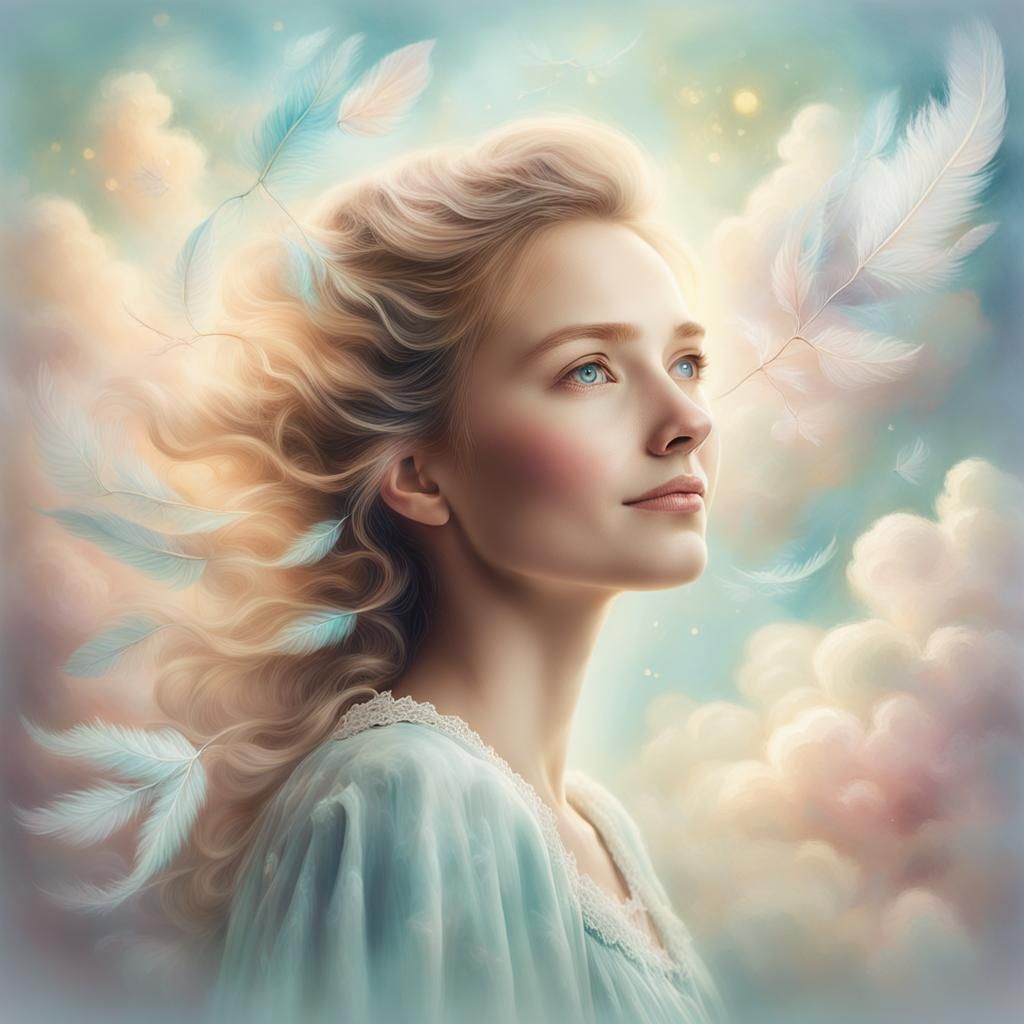 Ethereal Portrait of Woman with Memories, in Impressionist S...