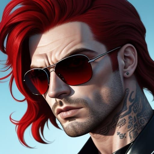 Dramatic Wrestler in Silver Mirrored Shades