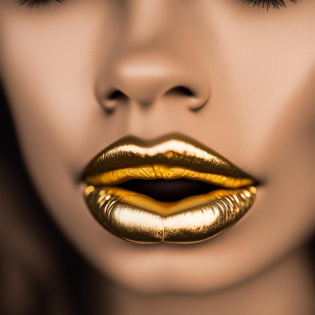 Striking Gold Lips in Professional Photography Style