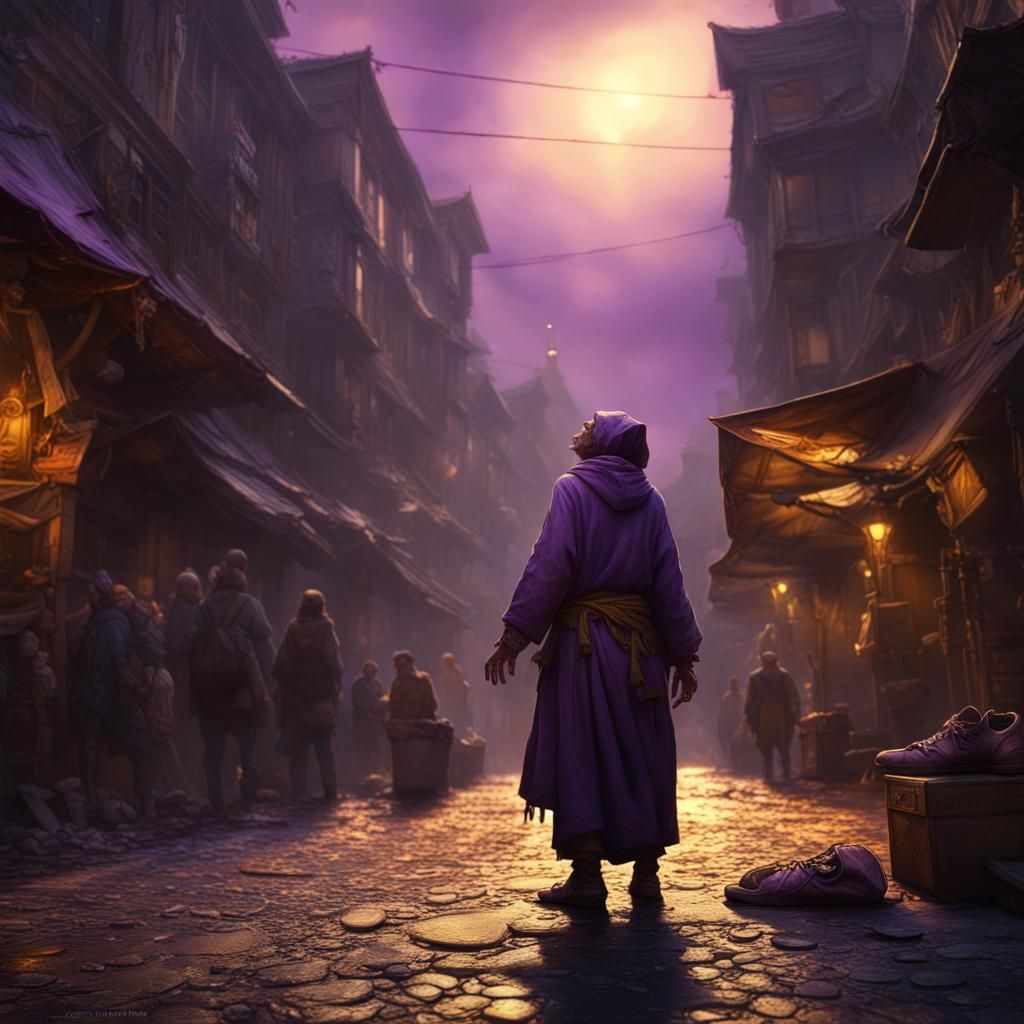 Blind Beggar in Dark Fantasy Style