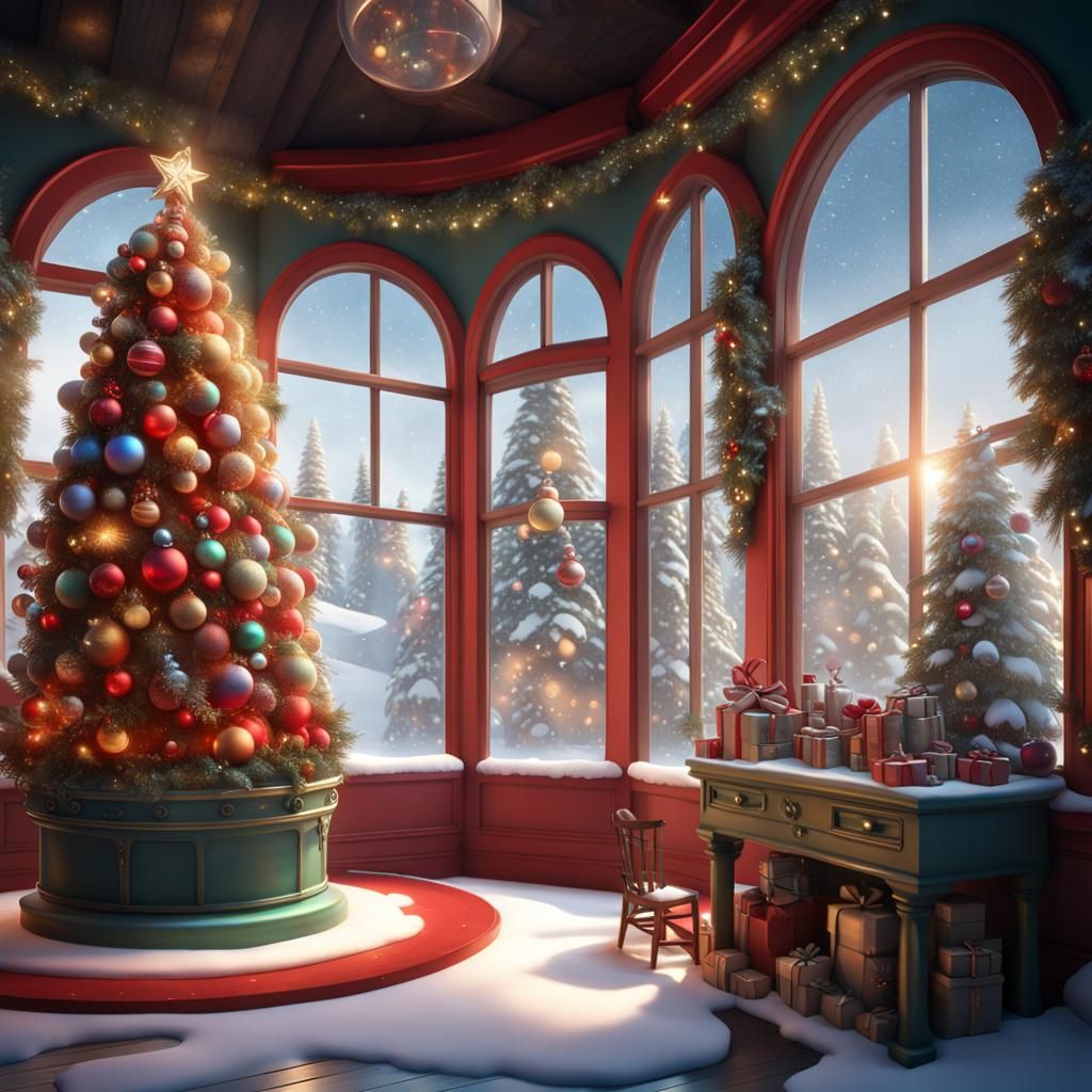 Christmas Snow Globe Toy Shop: Detailed Matte Painting