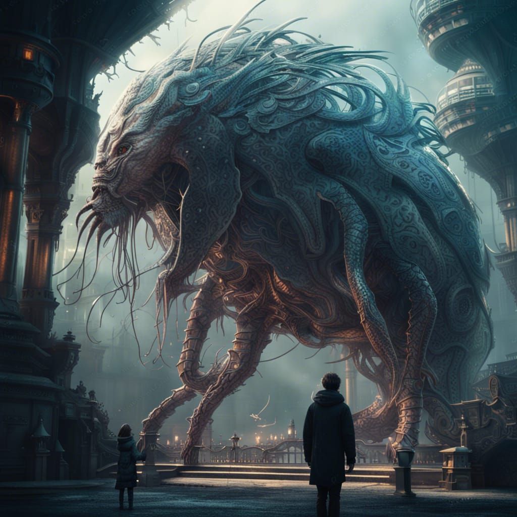 Mystical Futuristic Creature in Digital Matte Painting