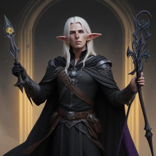 High Elf Sorcerer in Dark Fantasy Style
