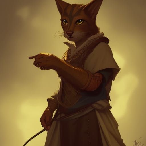 Renaissance Tabaxi Boy Portrait in Detailed Digital Art