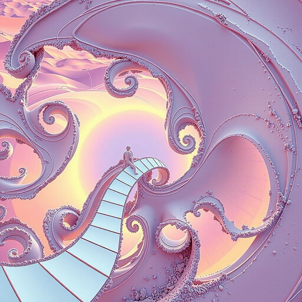 Golden Sand Spiral in Desert Sunset