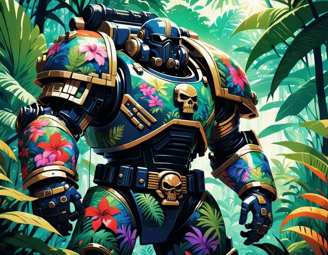 Sci-Fi Anime Space Marine on Tropical Vacation