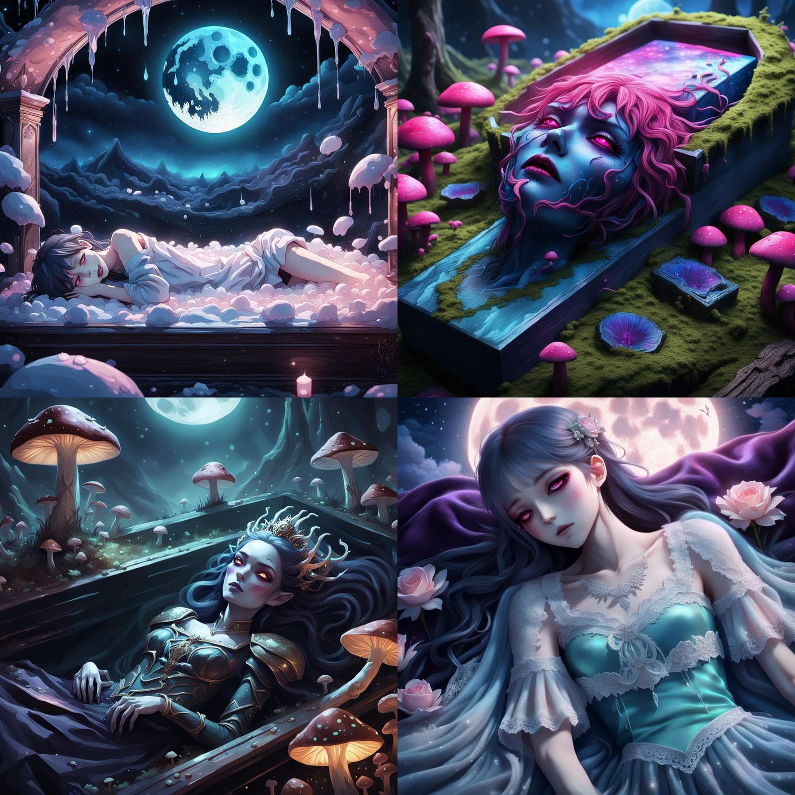 Mournful Anime Figures in Detailed 3D Art