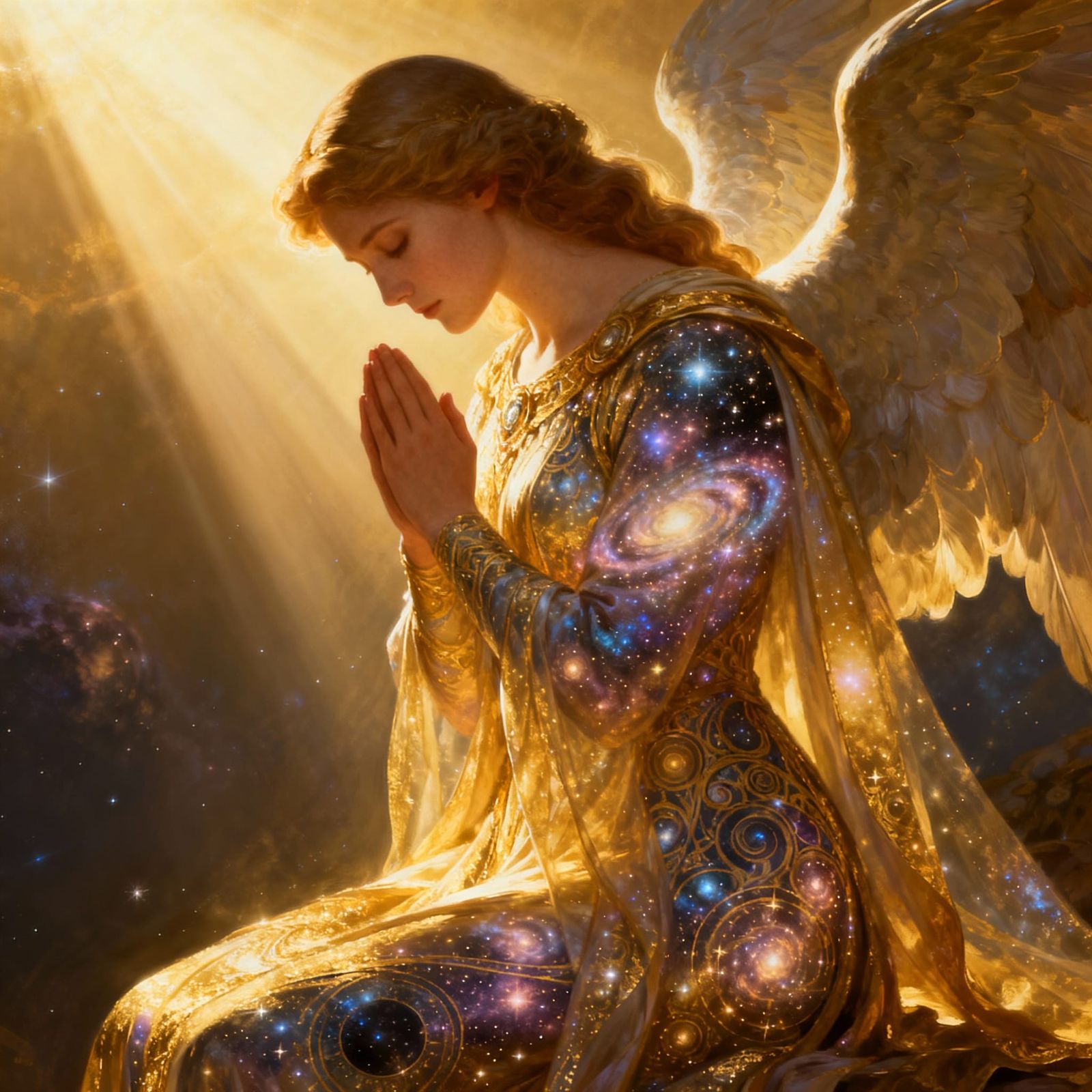 Serene Angel in Galactic Astral Attire