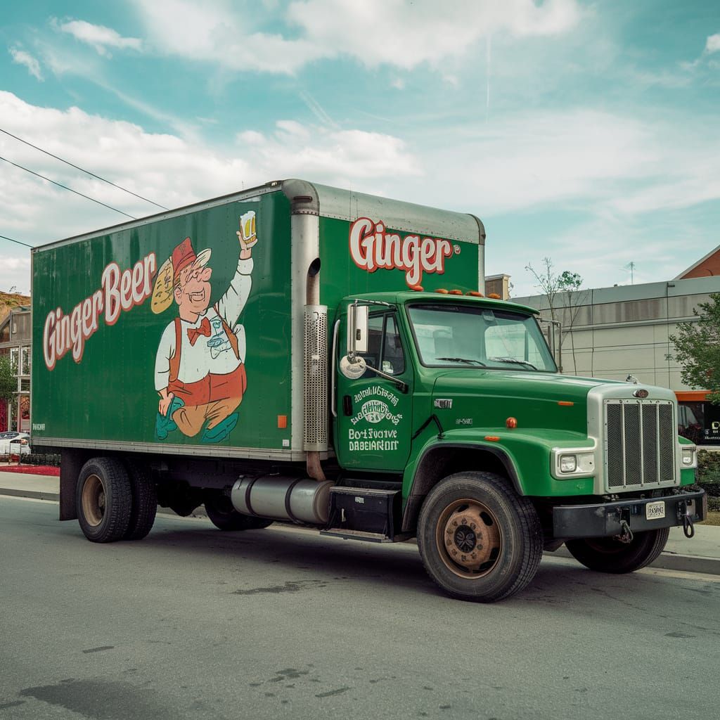 Vibrant Retro Truck Scene in Cartoon Style