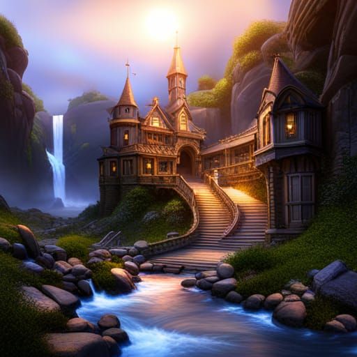 Fantastical Detailed Matte Painting in Deep Color