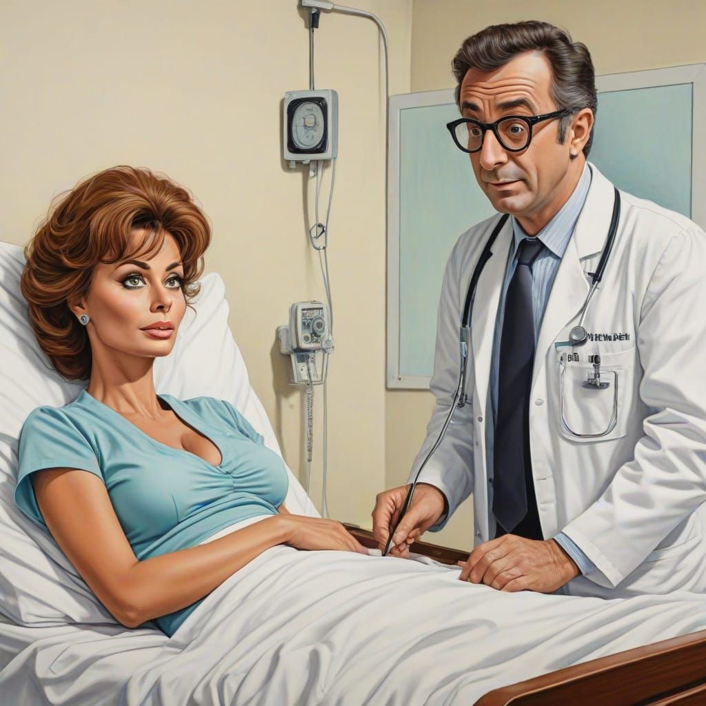 Sophia Loren and Peter Sellers Humorous Caricature