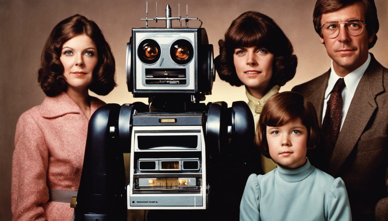 1970s Sci-Fi Family Portrait in Cassette Futurism Style