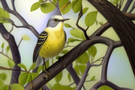 Kirtland's Warbler in Hyperrealistic Oil Painting