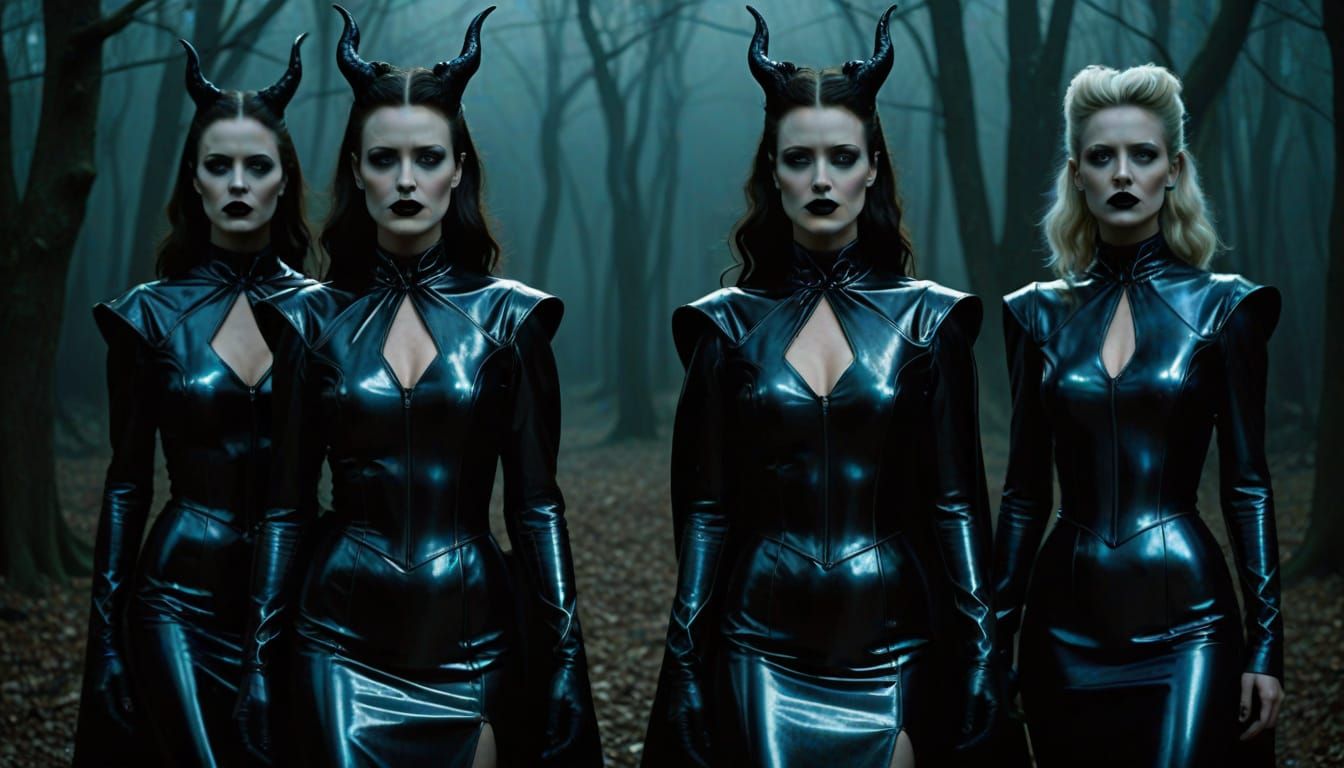 Elegant Evil Witches in Shimmering Latex