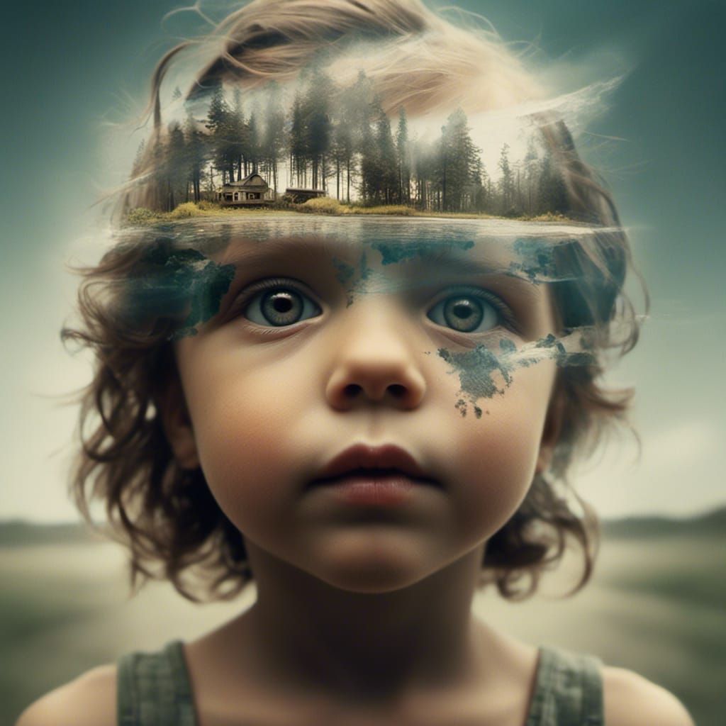 Hyperrealistic Portrait with Double Exposure Effect