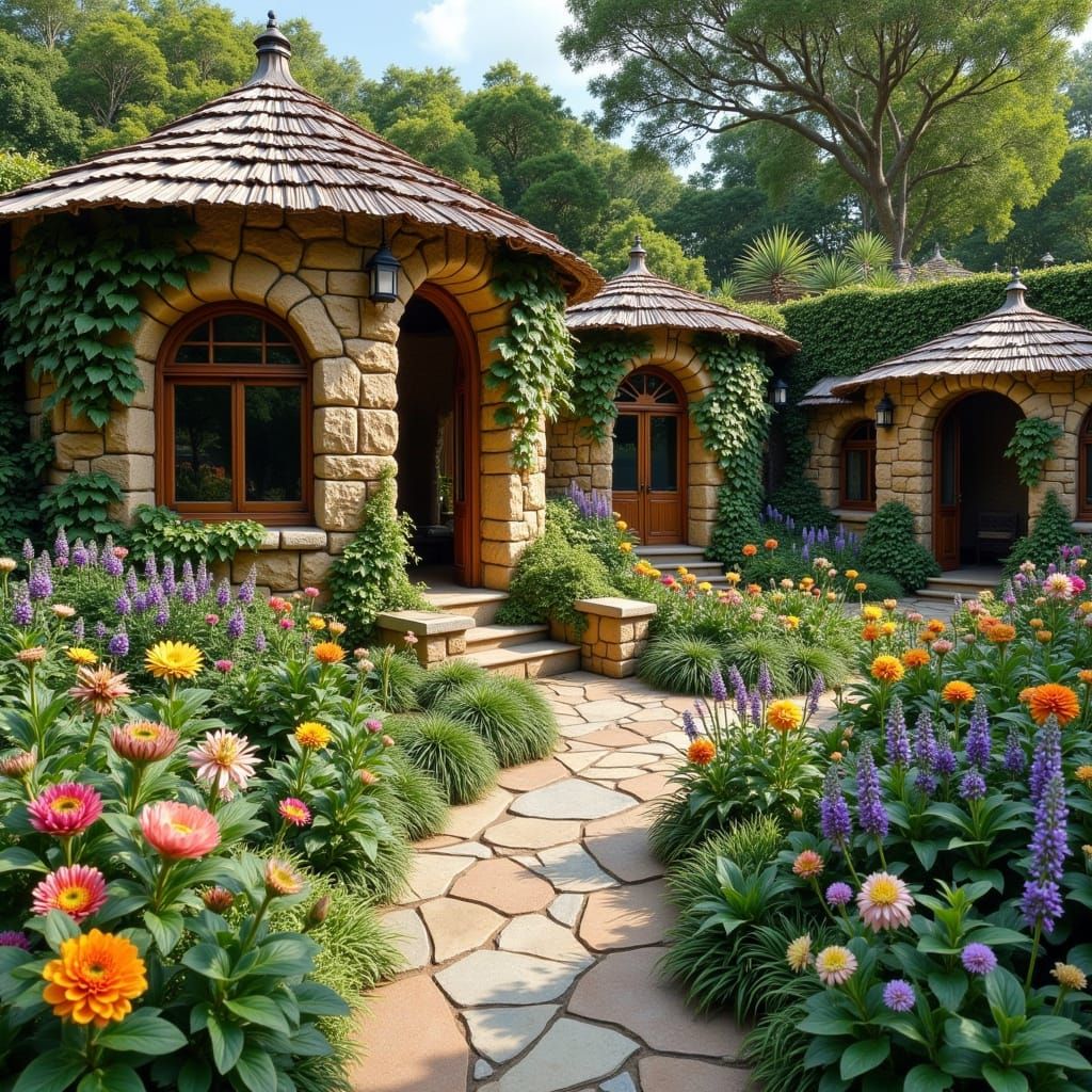 Whimsical Cob Garden with Granite Accents