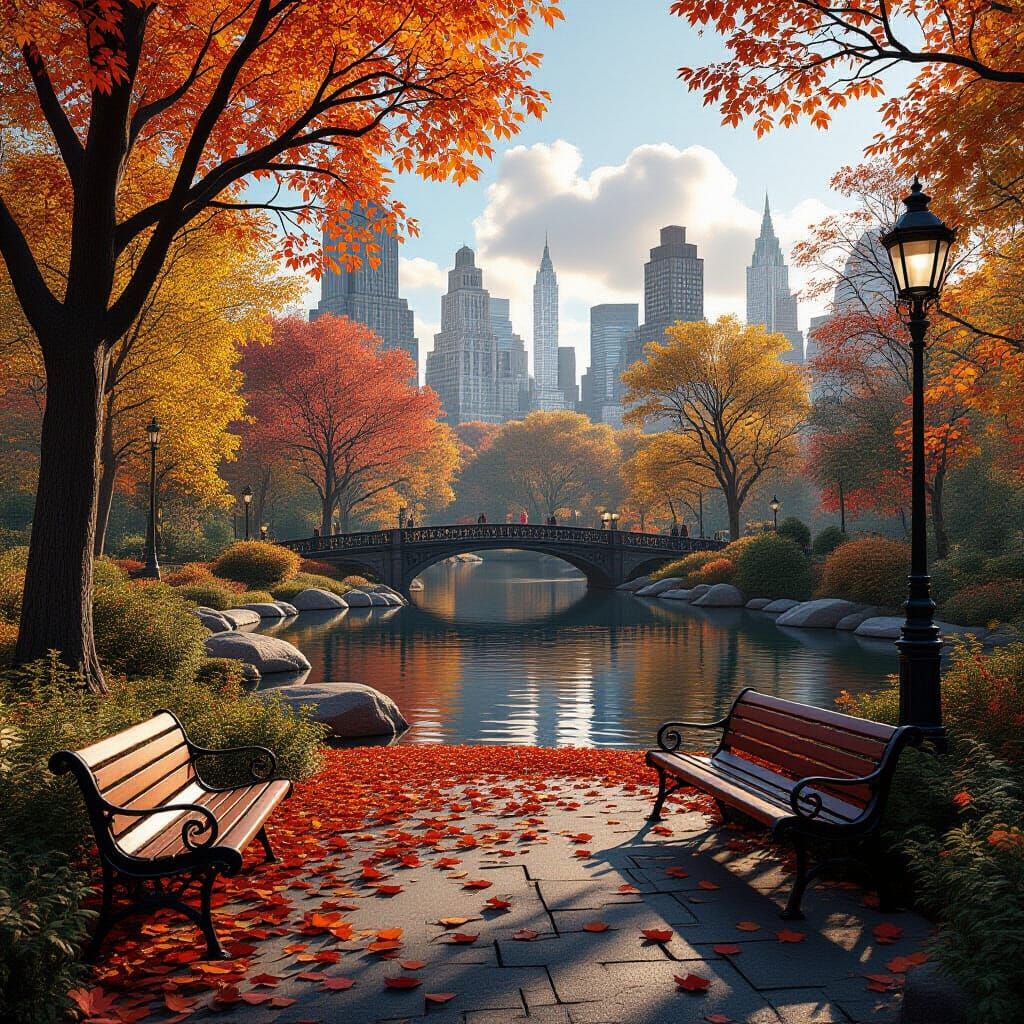Central Park Autumn in Epic 3D Game Graphics