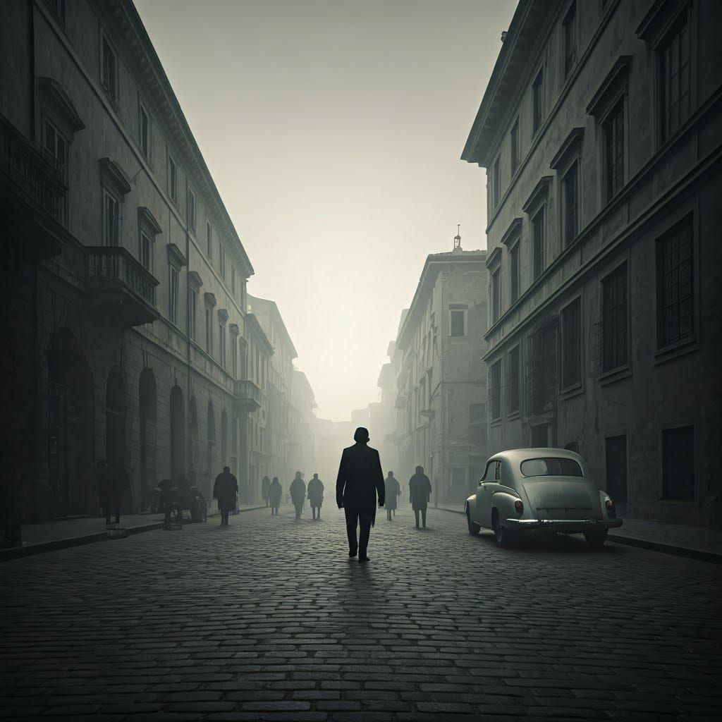 Eerie Fog Shrouds Italian City in Black and White