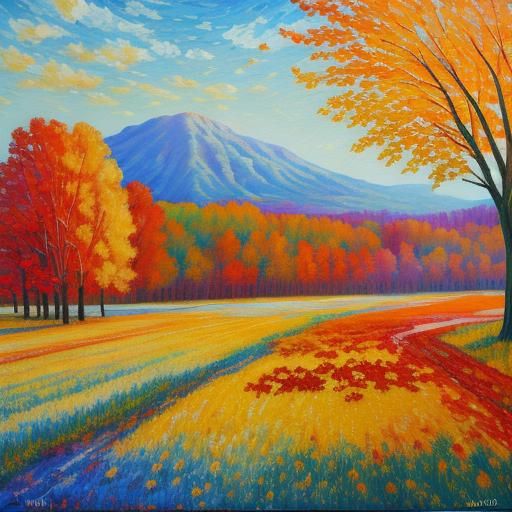 Autumnal Transition in Expressionist Oil Painting