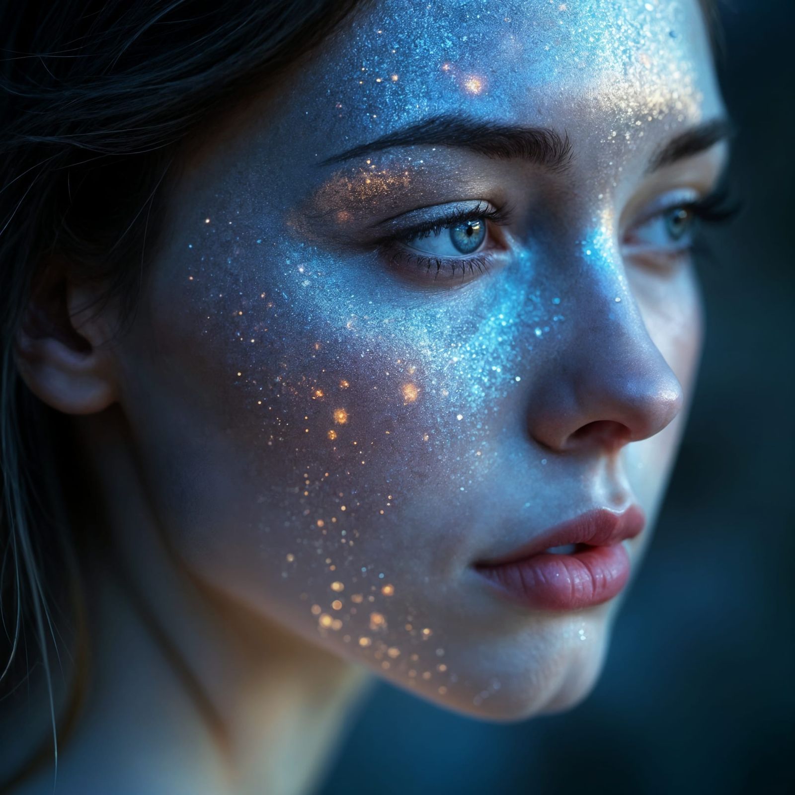Ethereal Woman Illuminated by Starlight