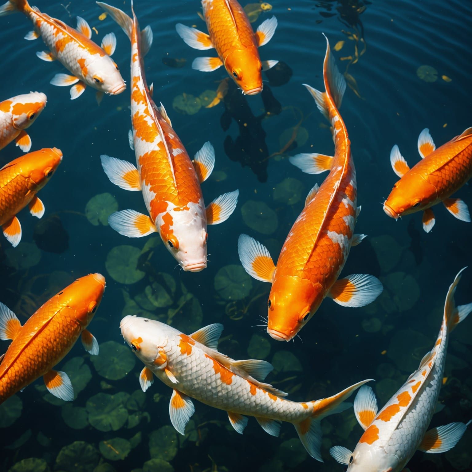 Vibrant Koi Carp in Crystalline Water