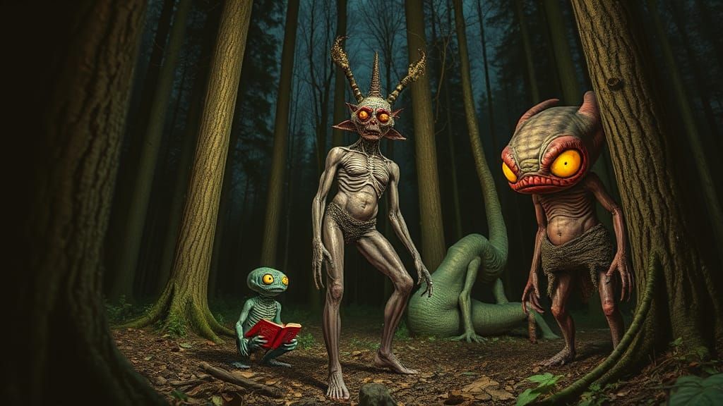 Sinister Forest Freaks: A Darkly Comic Trail-Cam Photo