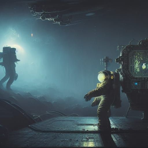 Horror Astronaut in Dark Fantasy Style