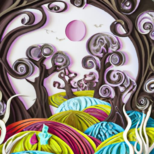 Enchanted Forest Paper Quilling in Surreal 3D Style