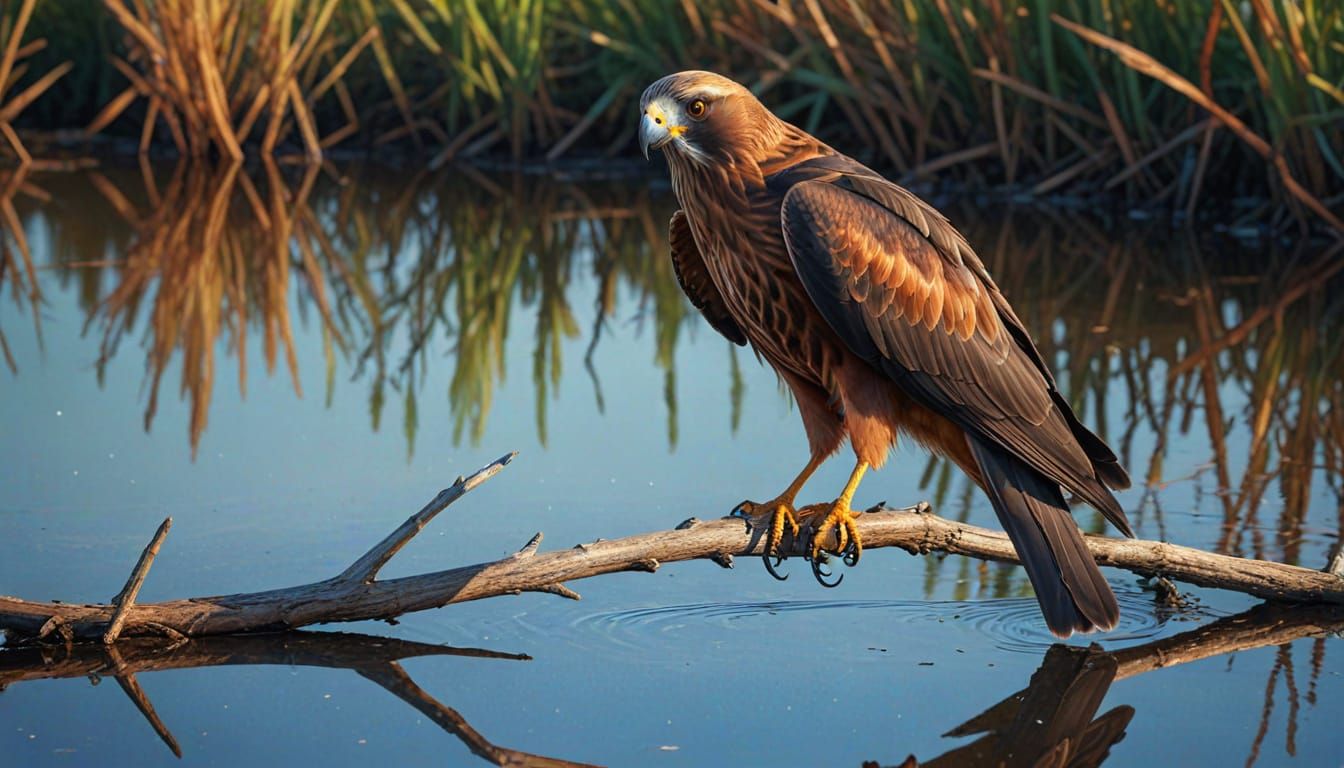 Eastern Marsh Harrier in Vibrant Splash Art Style