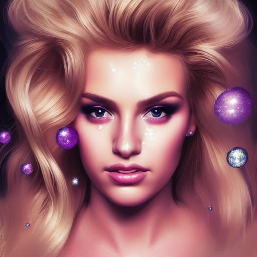 Glamorous 80s Pop Star Portrait in Digital Art Style