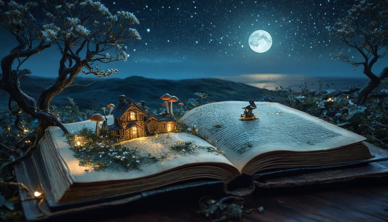 Whimsical Fairy World Unfolds from Leather-Bound Book