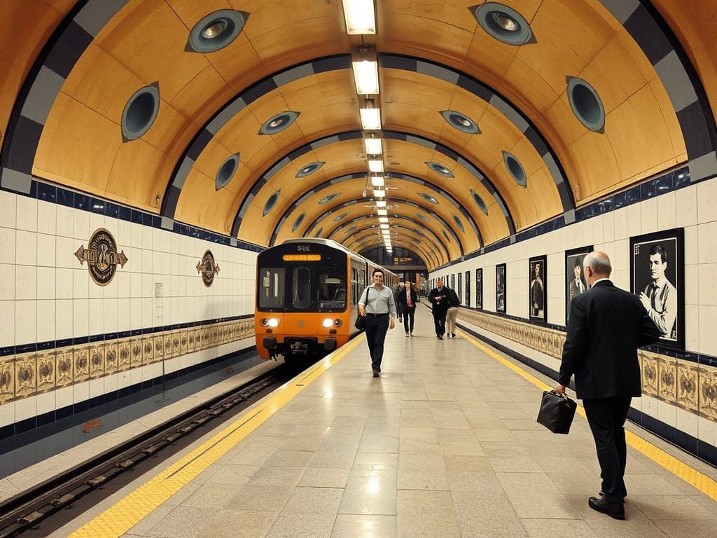 Art Deco Metro Platform in 1920s Style