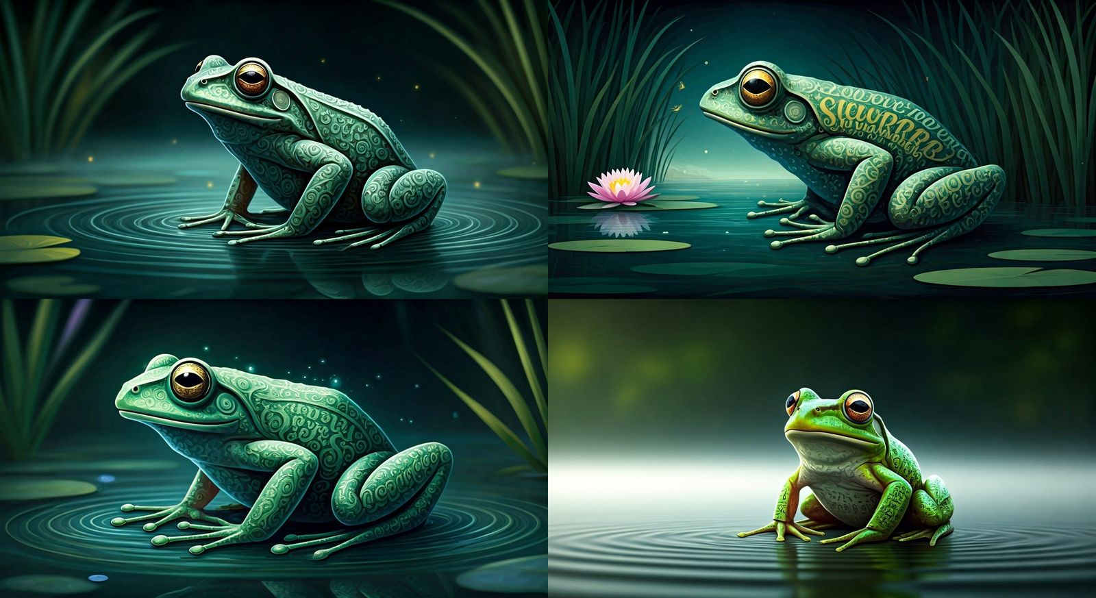 Calligraphic Frog Poem of Sounds and Senses