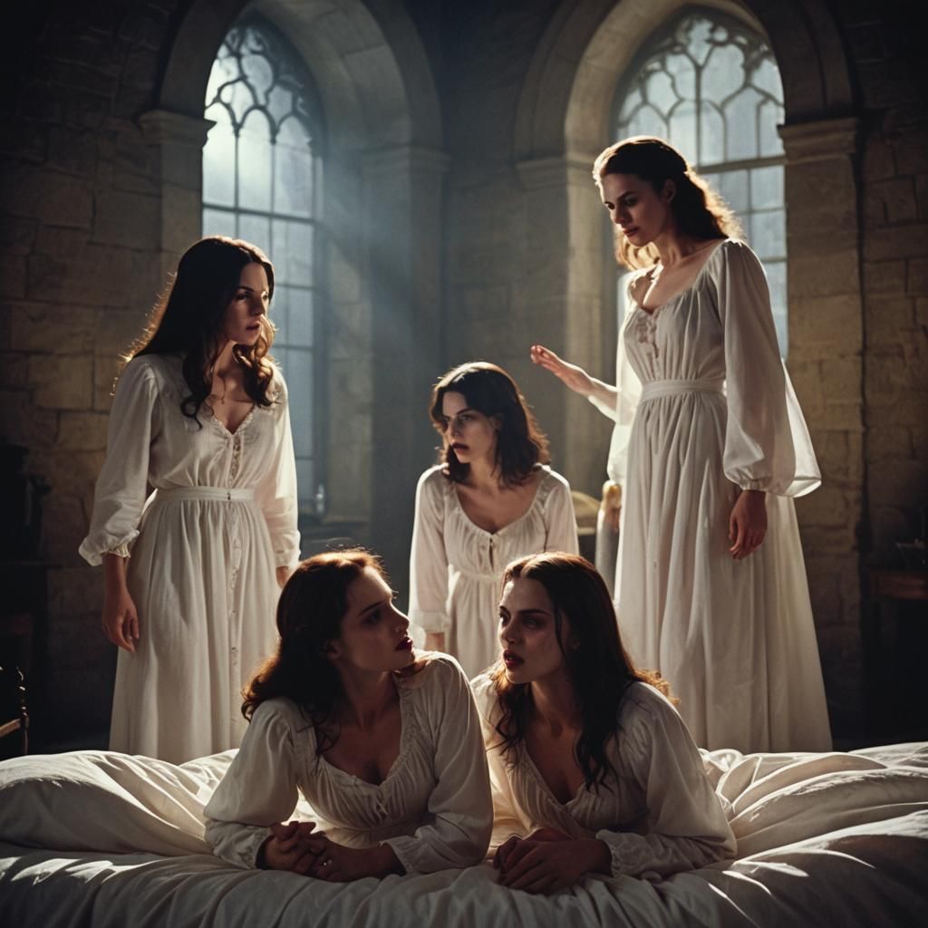 Vampire Kiss in Moonlight: A Cinematic Film Still