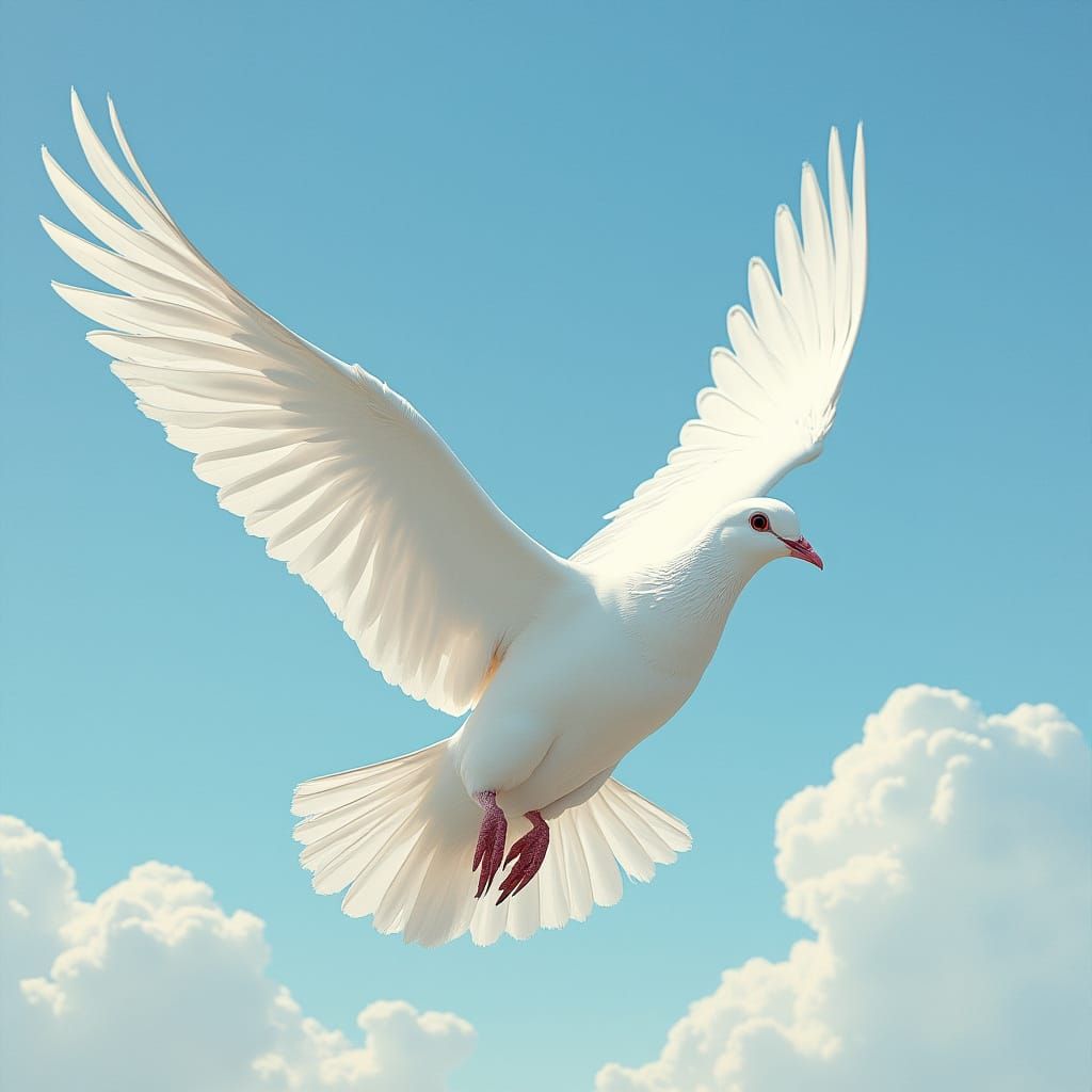 Pigeon in Flight: Detailed Avian Art