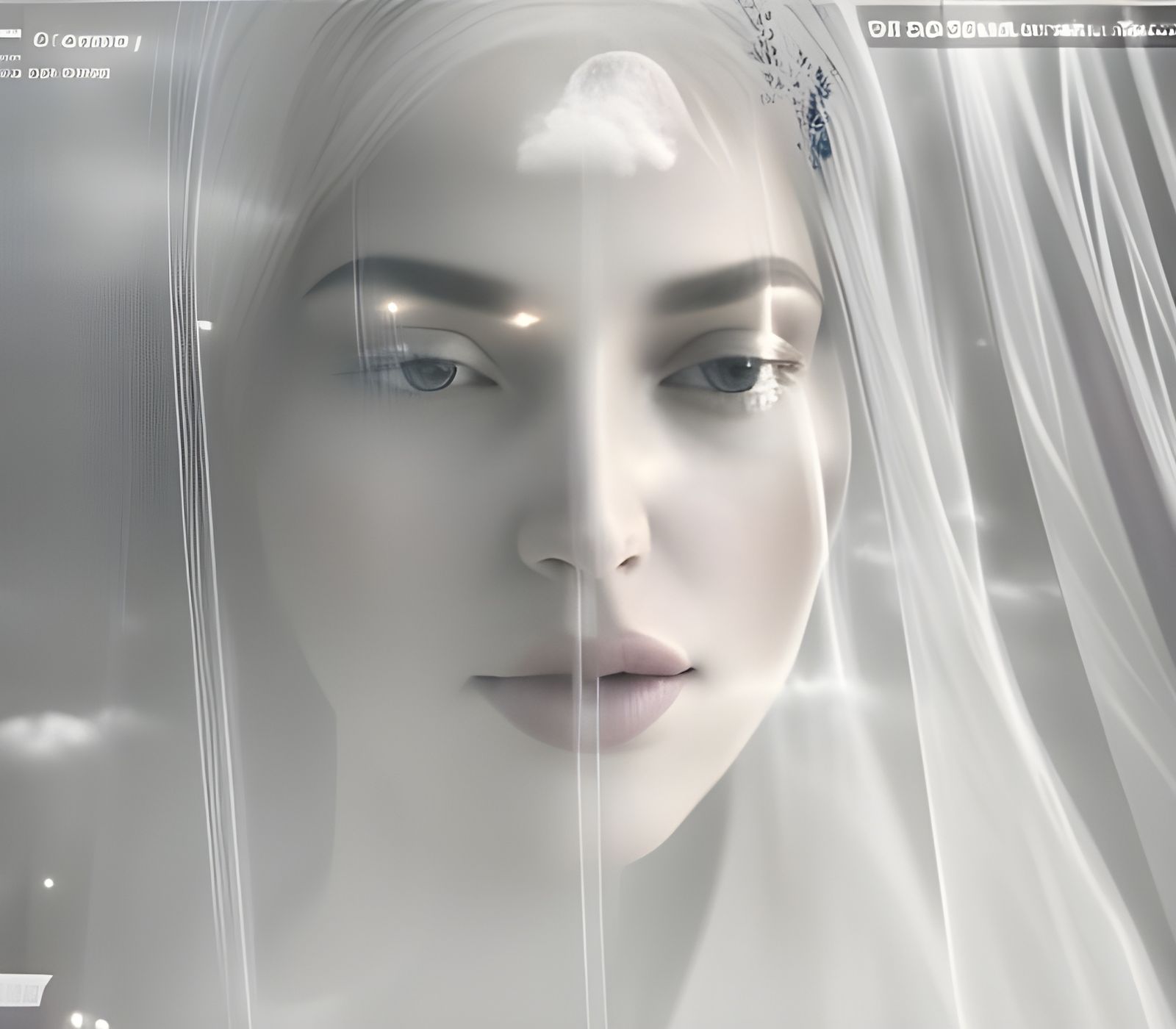 Stunning Cosmic Goddess with Translucent Veil