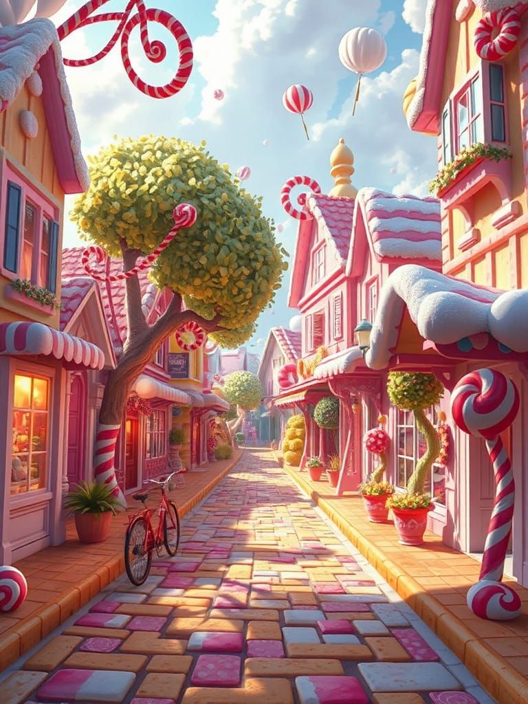 Candy Street: A Whimsical Digital Illustration