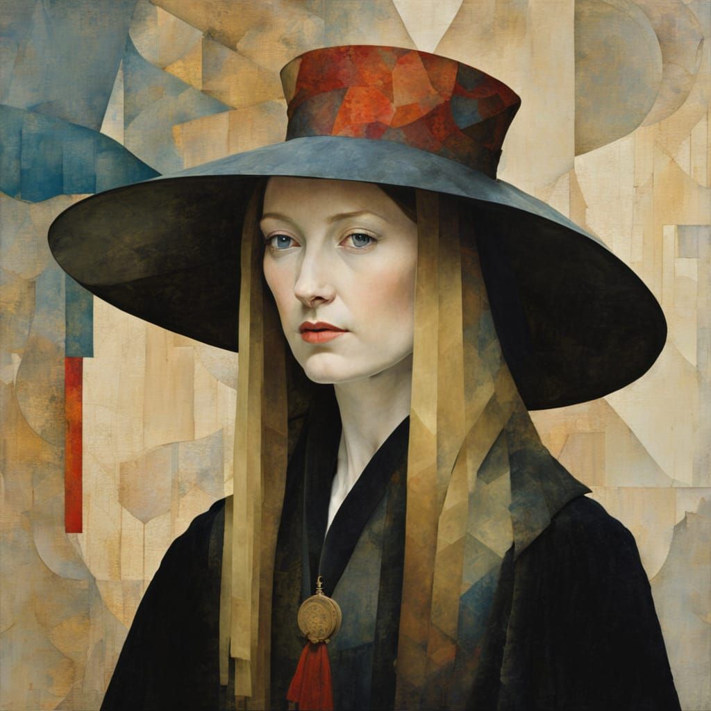 The Arnolfini Portrait in Oil Paint Style