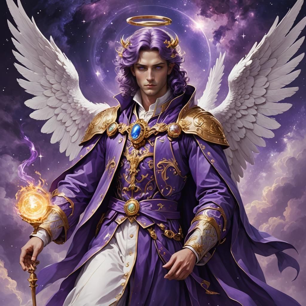 Guardian Angel Sitael of Aries in Violet Coat