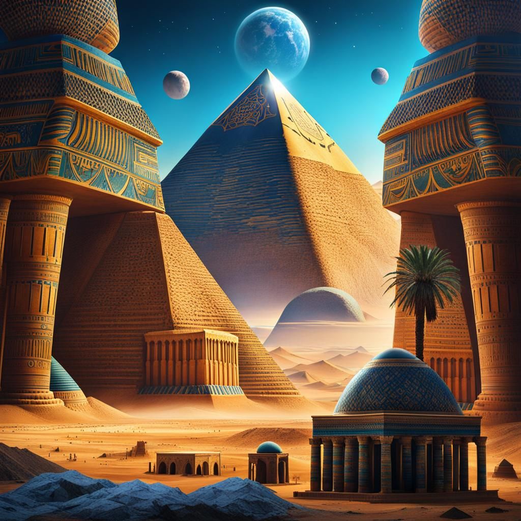 Alien Spaceship Over Egyptian Pyramids